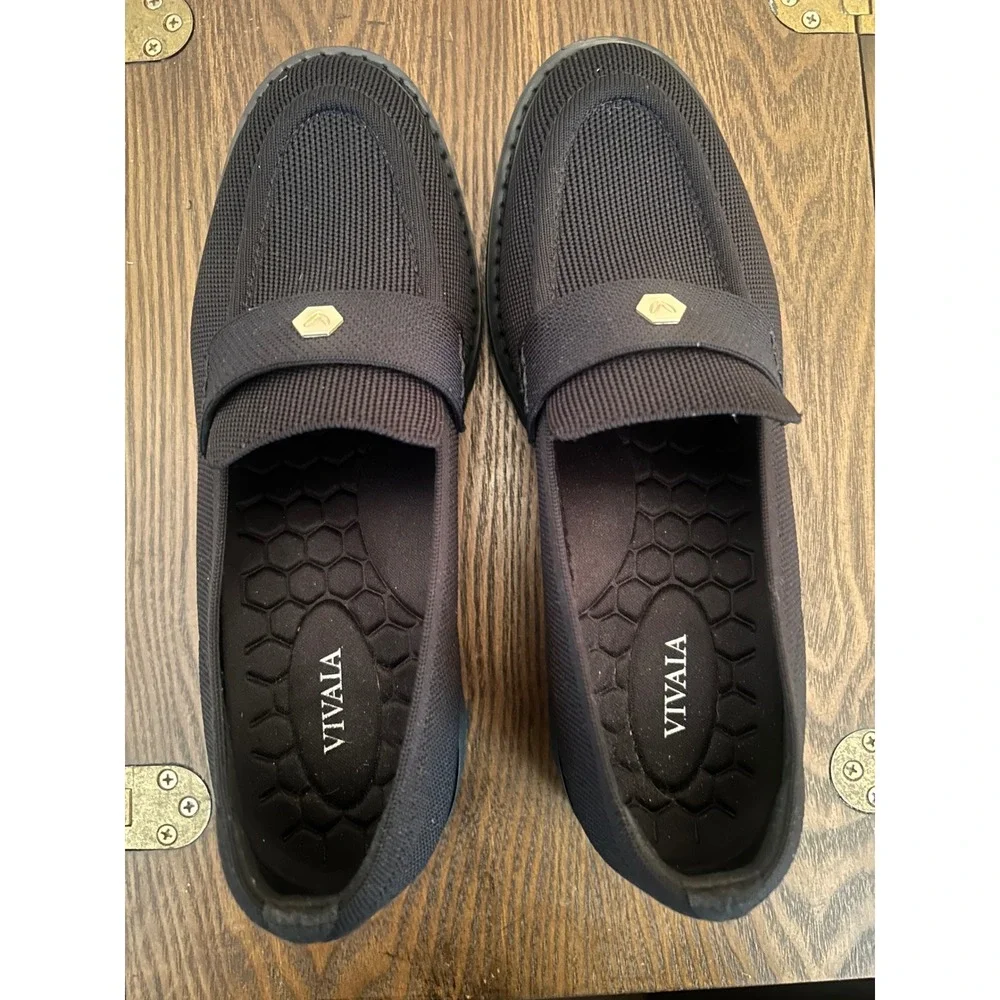 VIVAIA Women's Round Toe Platform Chunky Heel Loafers Size 9.5